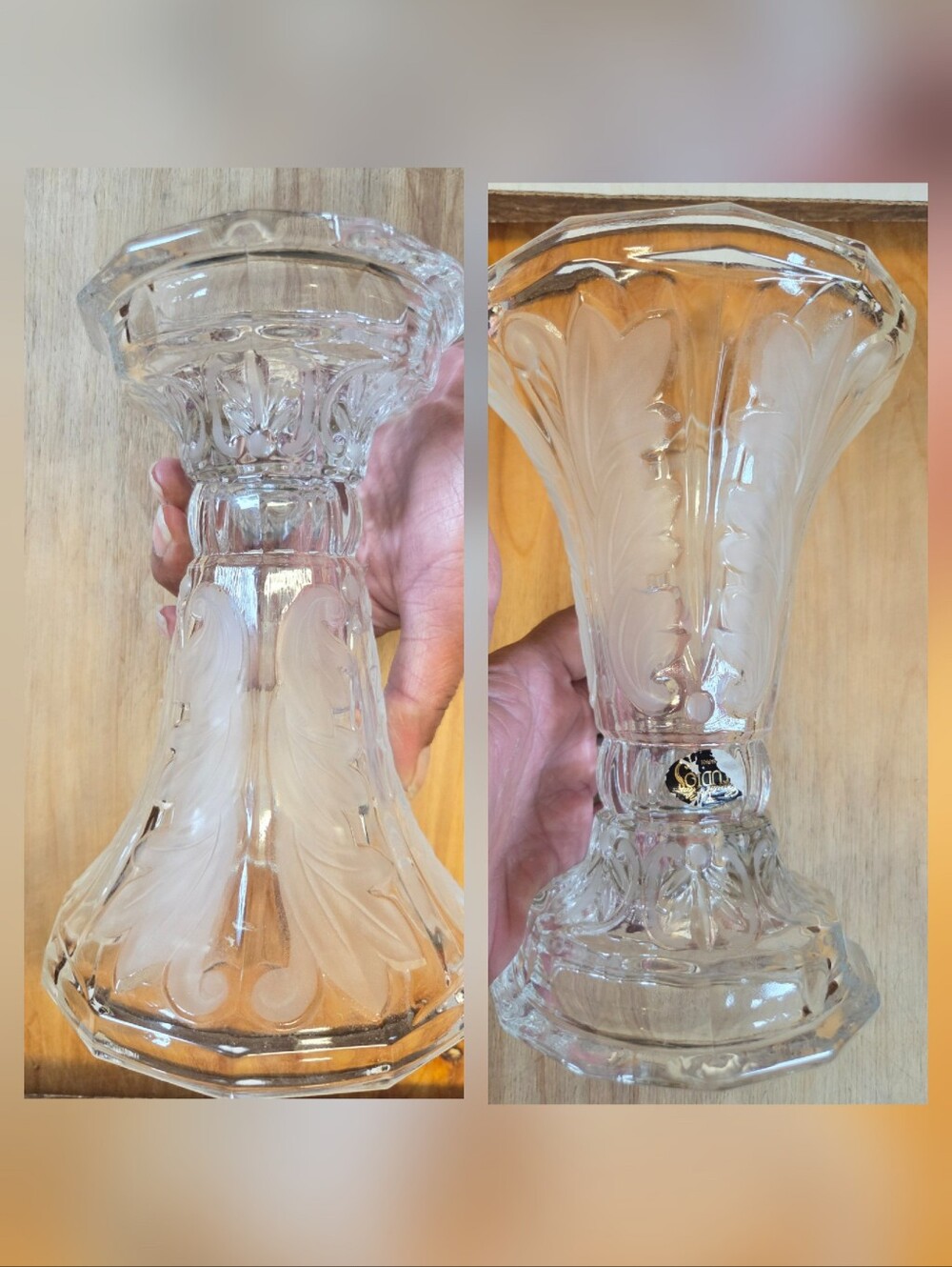 Vintage 80s Crystal Clear Studios "Reversible" Lead Crystal Vase/Candle Holder